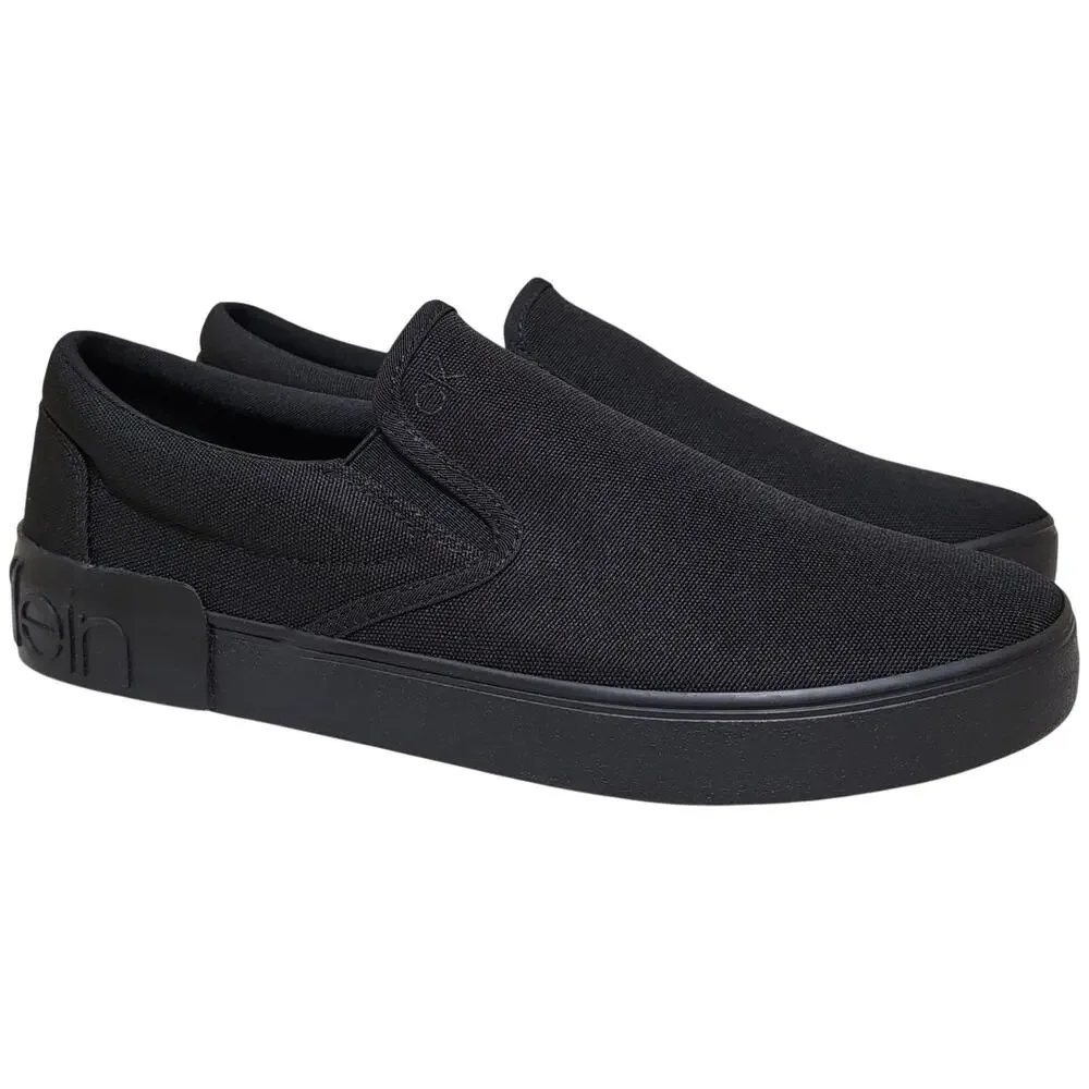 Calvin Klein Men Ryor Casual Slip On Skate Sneakers Size US 9M Solid Black